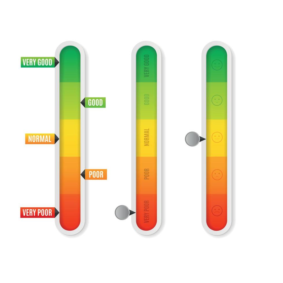 Realistic Detailed 3d Level Indicator Set. Vector