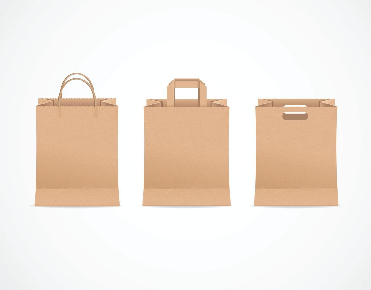 Realistic Detailed 3d Paper Bag Set. Vector