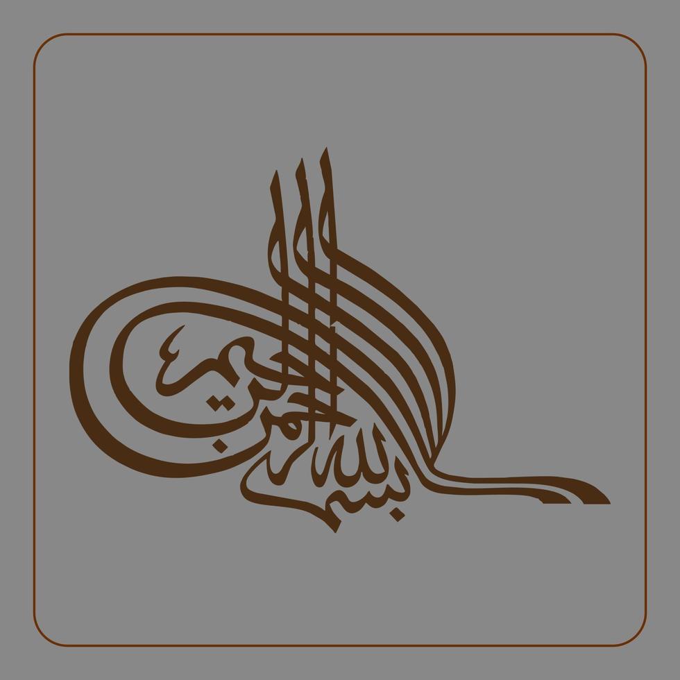 caligrafía árabe, bismillahirrohmanirrahim, traducción en el nombre de alá, el más amable, el más misericordioso vector