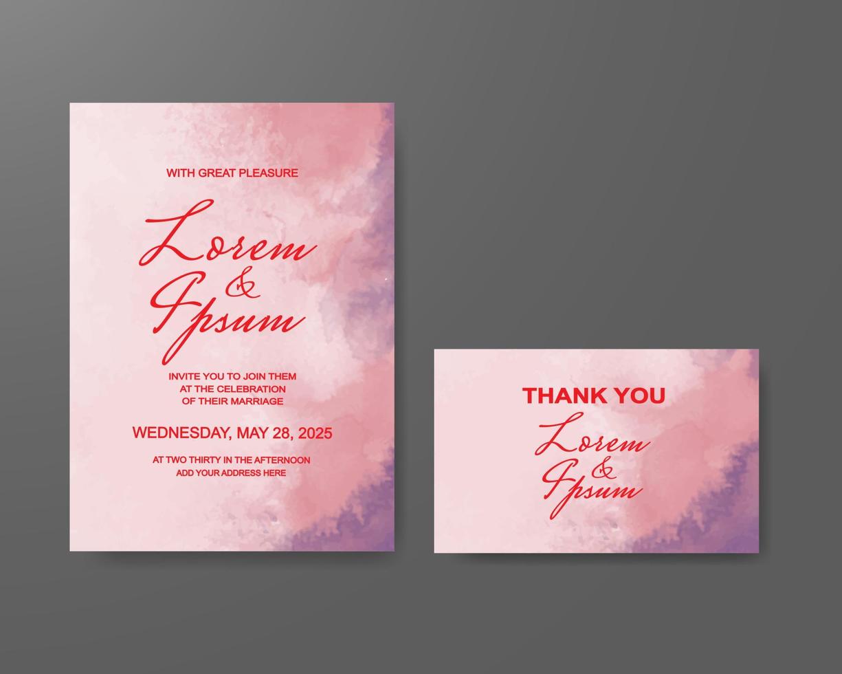 Wedding invitation with abstract watercolor background vector