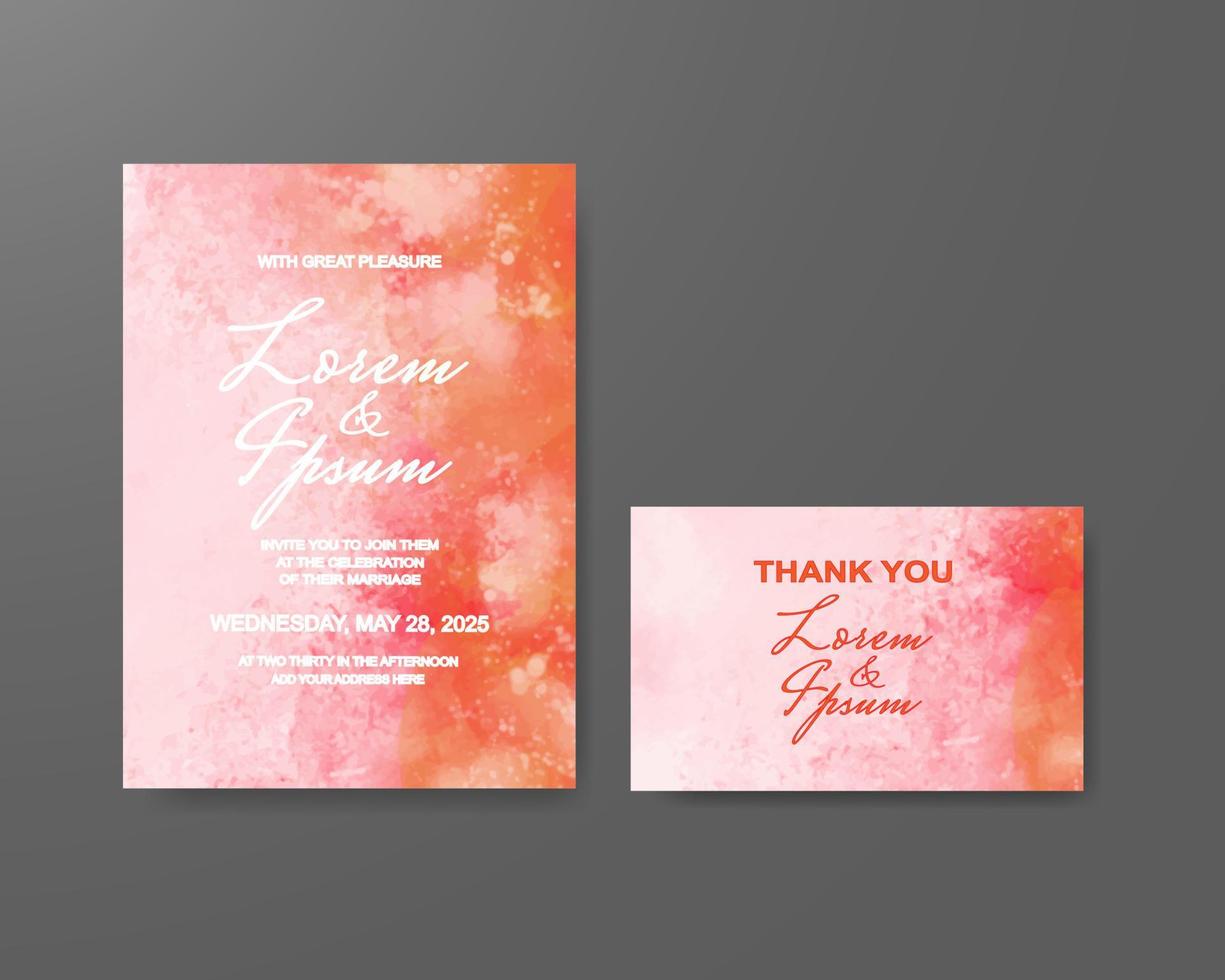 Wedding invitation with abstract watercolor background vector