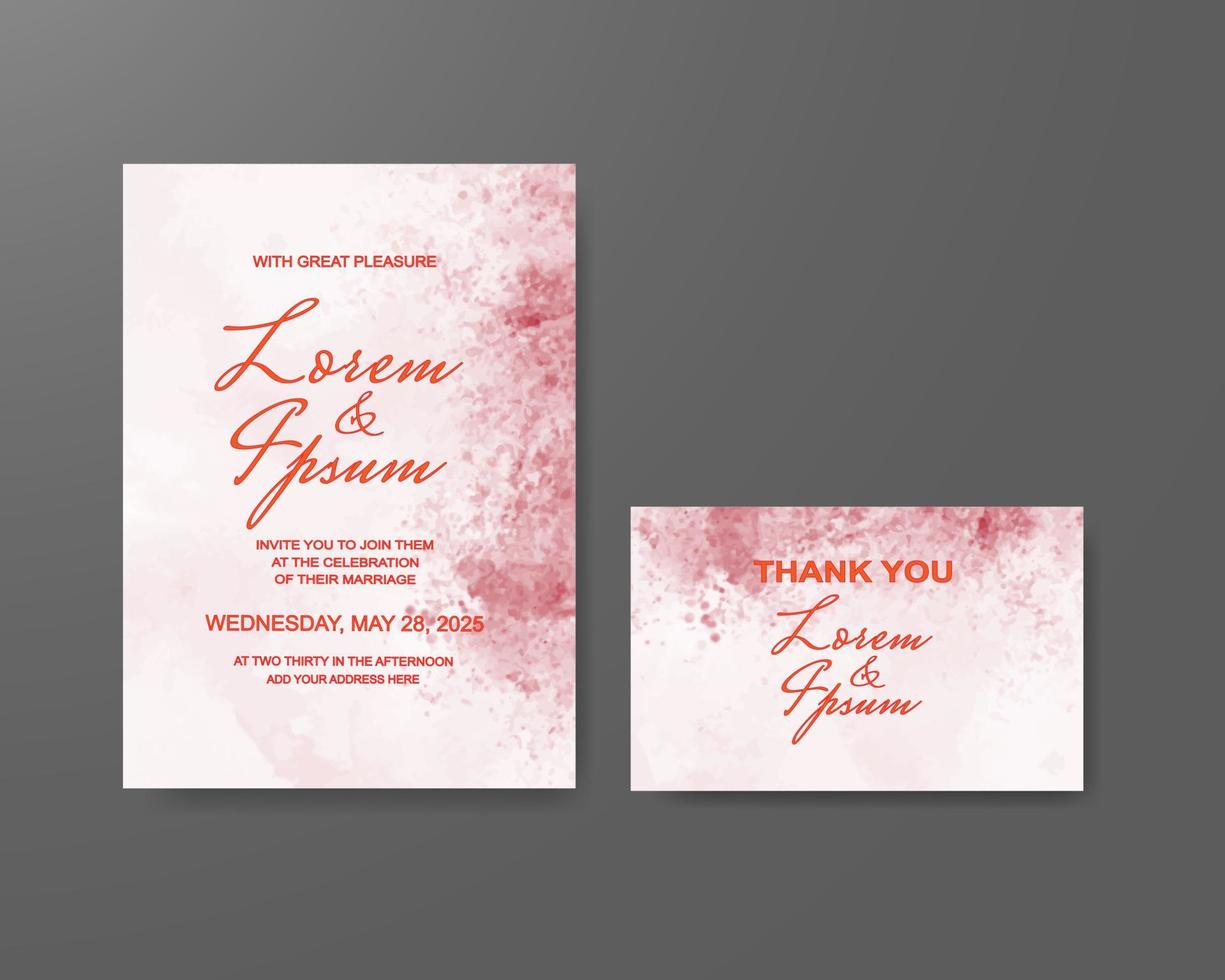 Wedding invitation with abstract watercolor background vector