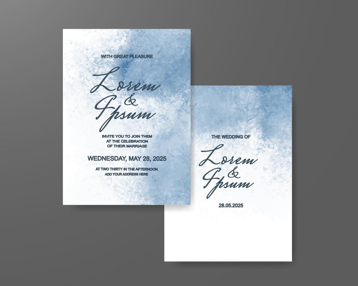 Wedding invitation with abstract watercolor background vector