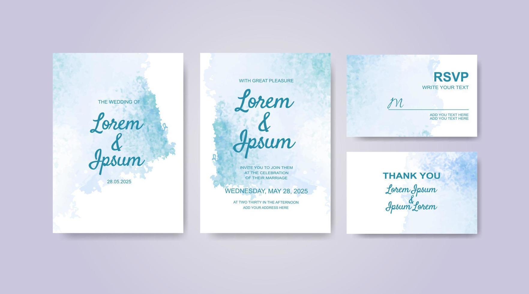 Wedding invitation with abstract watercolor background vector