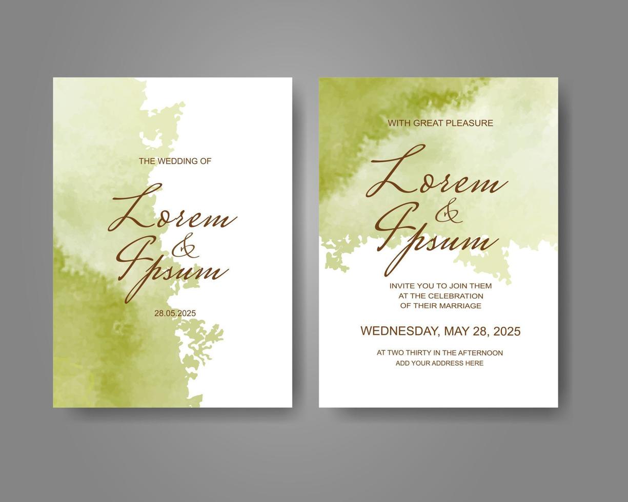 Wedding invitation with abstract watercolor background vector