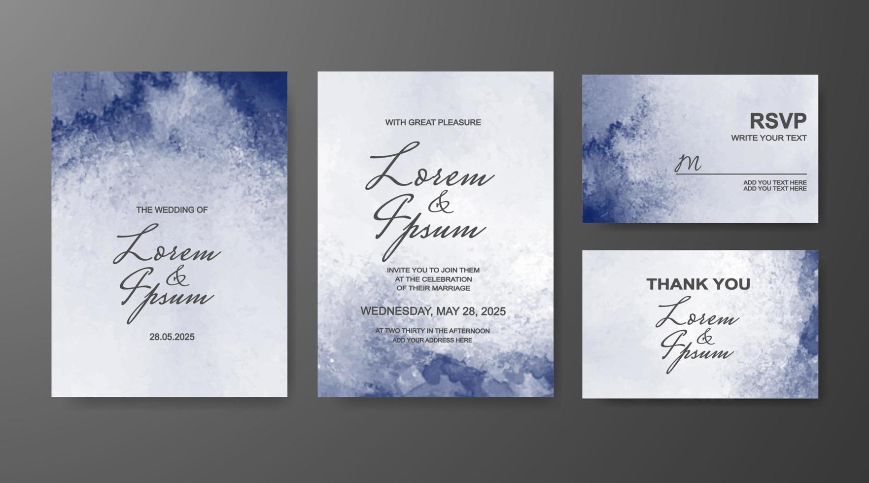 Wedding invitation with abstract watercolor background vector