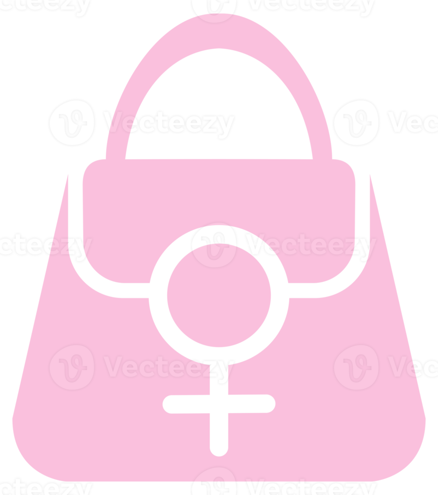 bolso femenino o símbolo de icono de bolso femenino para logotipo, pictograma, ilustración de arte, aplicaciones o elemento de diseño gráfico. formato png