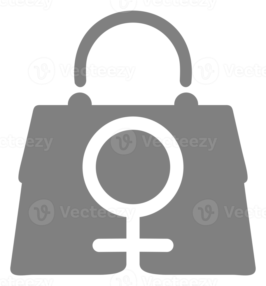 bolsa feminina ou símbolo de ícone de bolsa de mulher para logotipo, pictograma, ilustração de arte, aplicativos ou elemento de design gráfico. formato png