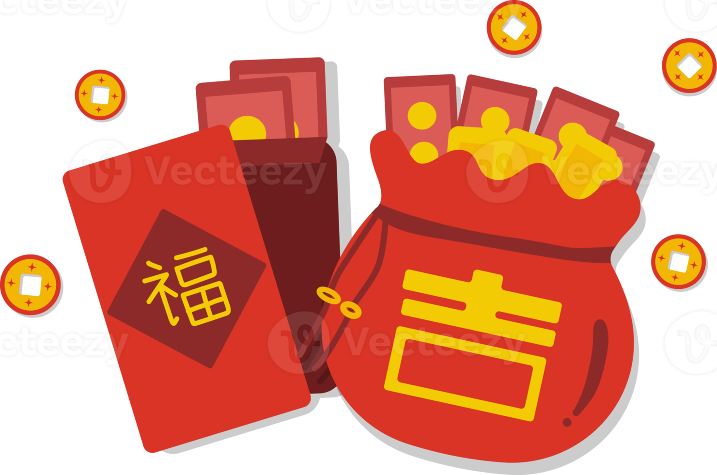 Angpao and Chinese money, Chinese New Year festival. png