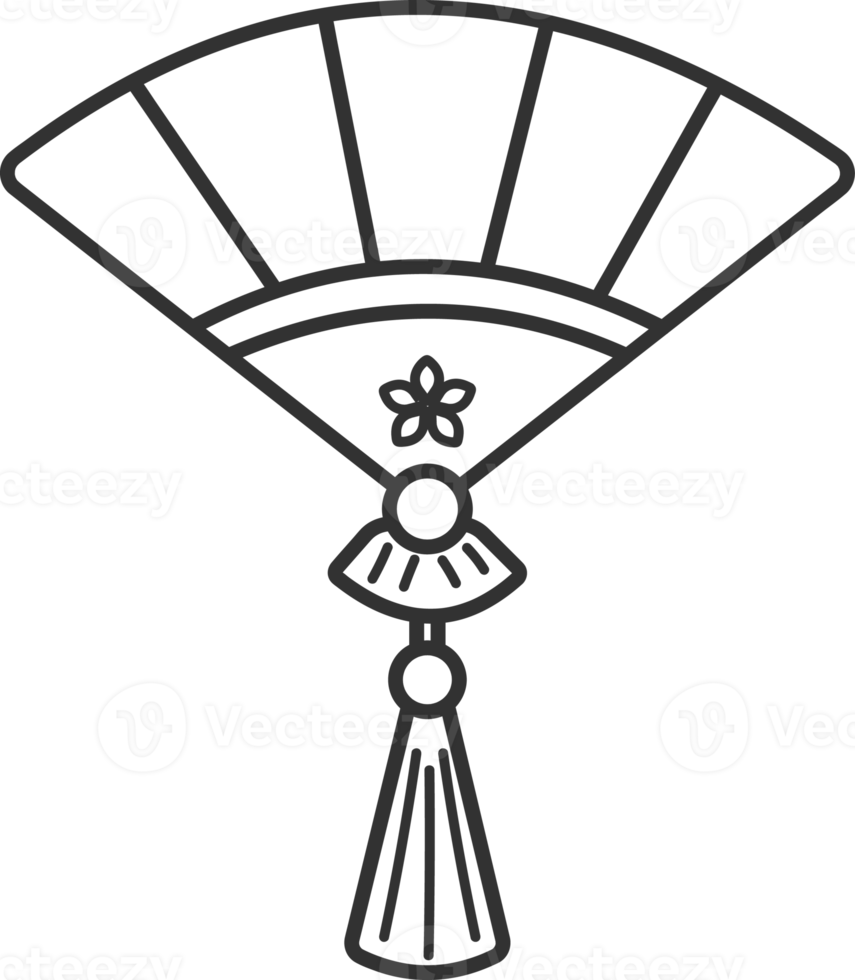 ícone do ventilador chinês, ano novo chinês, ícone da linha preta. png