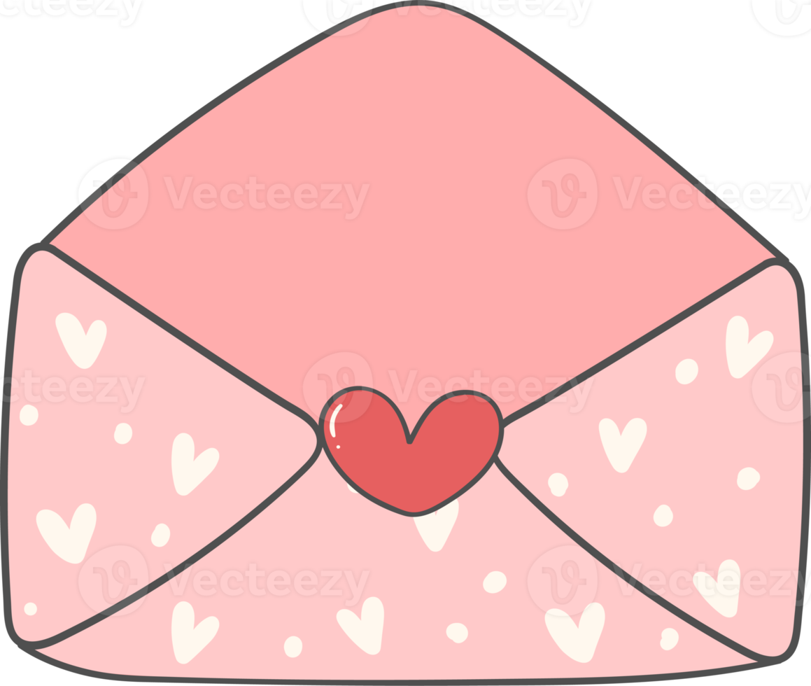 mignon doux valentine amour lettre enveloppe doodle dessin animé dessin à la main png