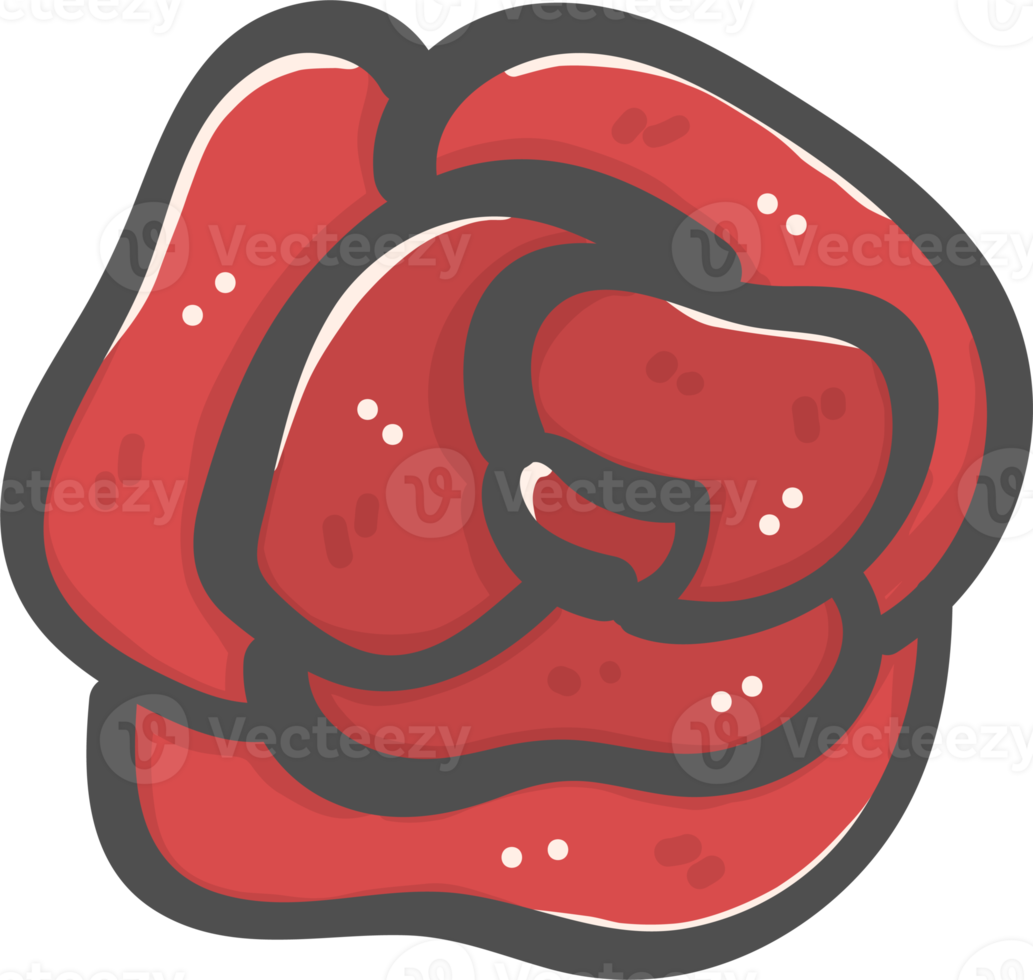 cute sweet Valentine red rose flower cartoon doodle png