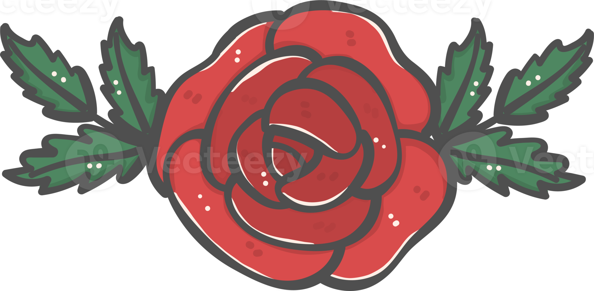 schattig zoet Valentijn rood roos bloem tekenfilm tekening png