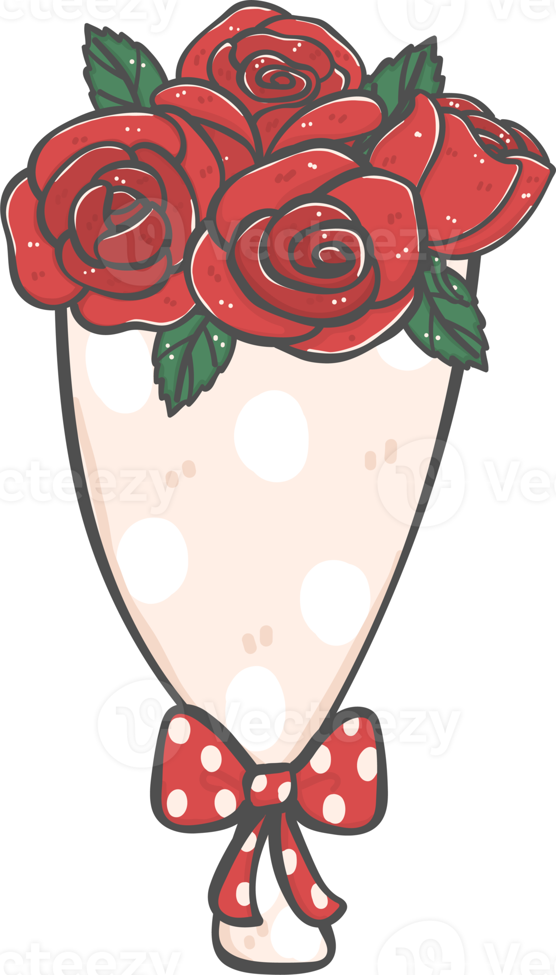 bunch of cute romantic Valentine red roses flowers bouquet cartoon