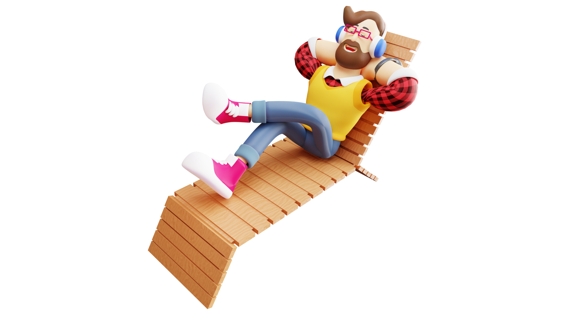 Free 3D illustration. Stylish young man 3D Cartoon Character. Young man  relaxing on a lounger. Relaxed young man closing his eyes while listening  to music. 3D Cartoon Character 17339886 PNG with Transparent