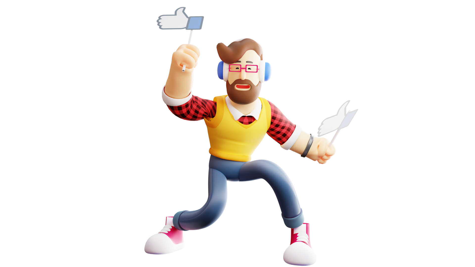 Free 3D illustration. Energetic young man 3D Cartoon Character. Energetic  young man dancing happily. Energetic young man holding two like sign. 3D  Cartoon Character 17339895 PNG with Transparent Background