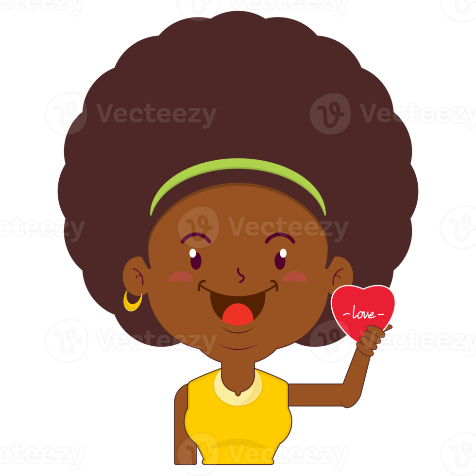 afro woman playful valentine cartoon cute png