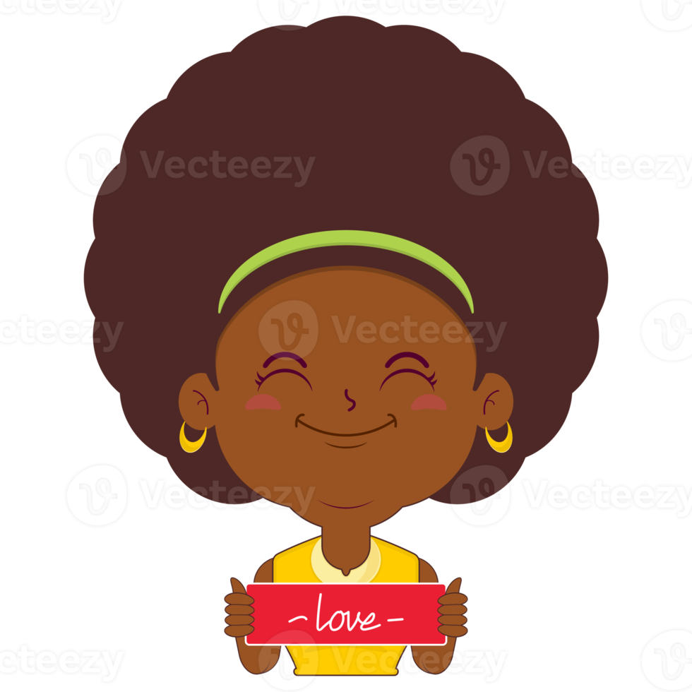 afro frau spielerisch valentine cartoon niedlich png