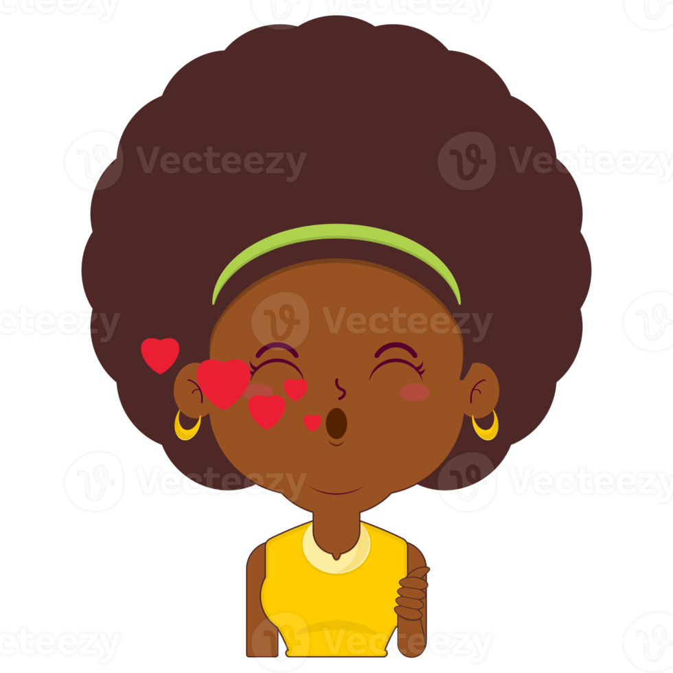 mulher afro brincalhão dia dos namorados desenho animado fofo png