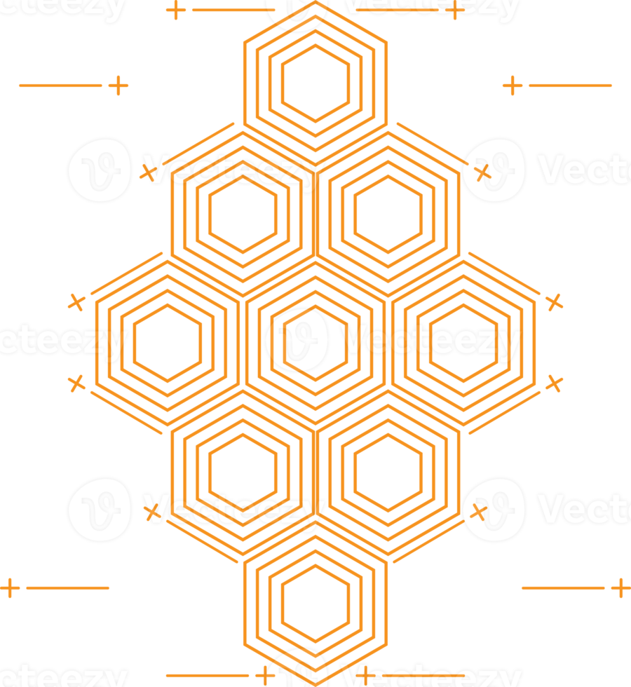 diseño geométrico moderno de forma hexagonal png