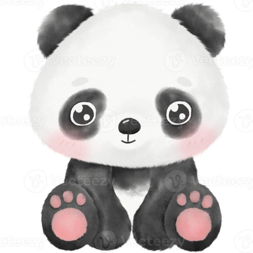 schattige panda aquarel illustratie png