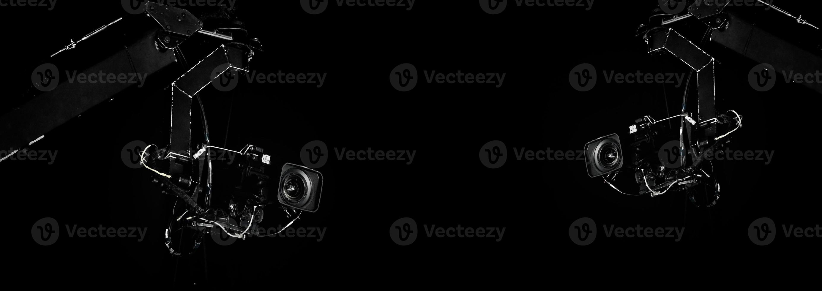TV Camera broadcast on the crane tripod for shooting or recording and broadcasting photo