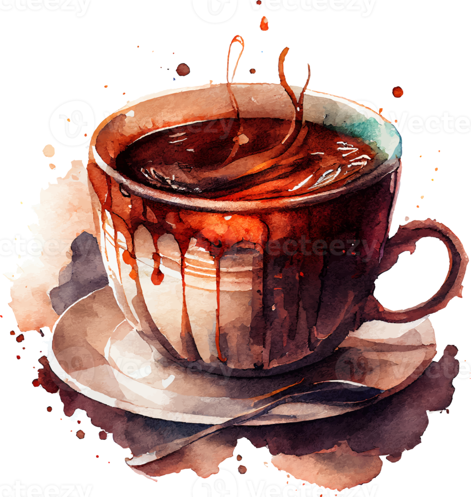 Watercolor Illustration of Cup of Coffee png