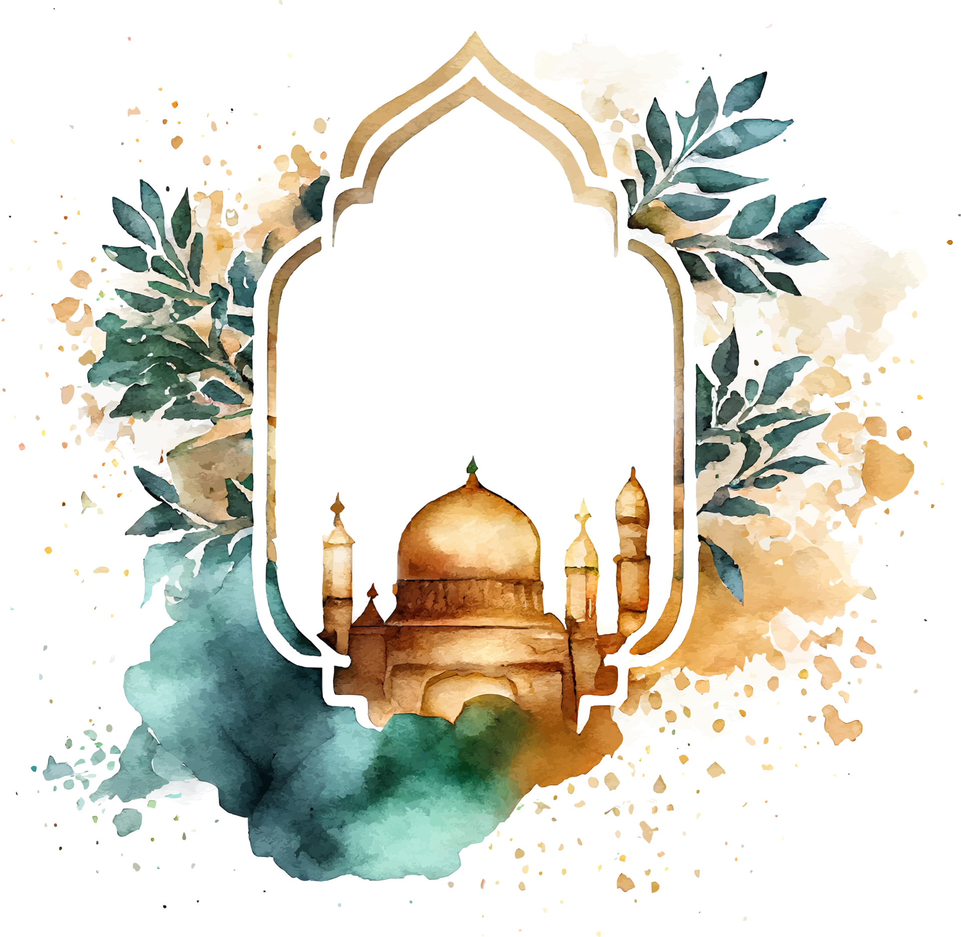 watercolor-beautiful-painted-islamic-mosque-17340354-png