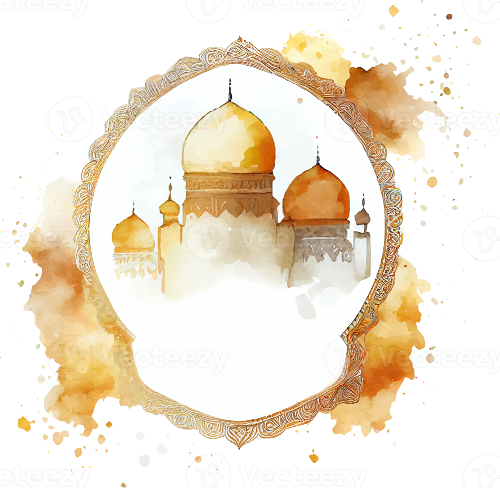 Watercolor Beautiful Painted Islamic Mosque png