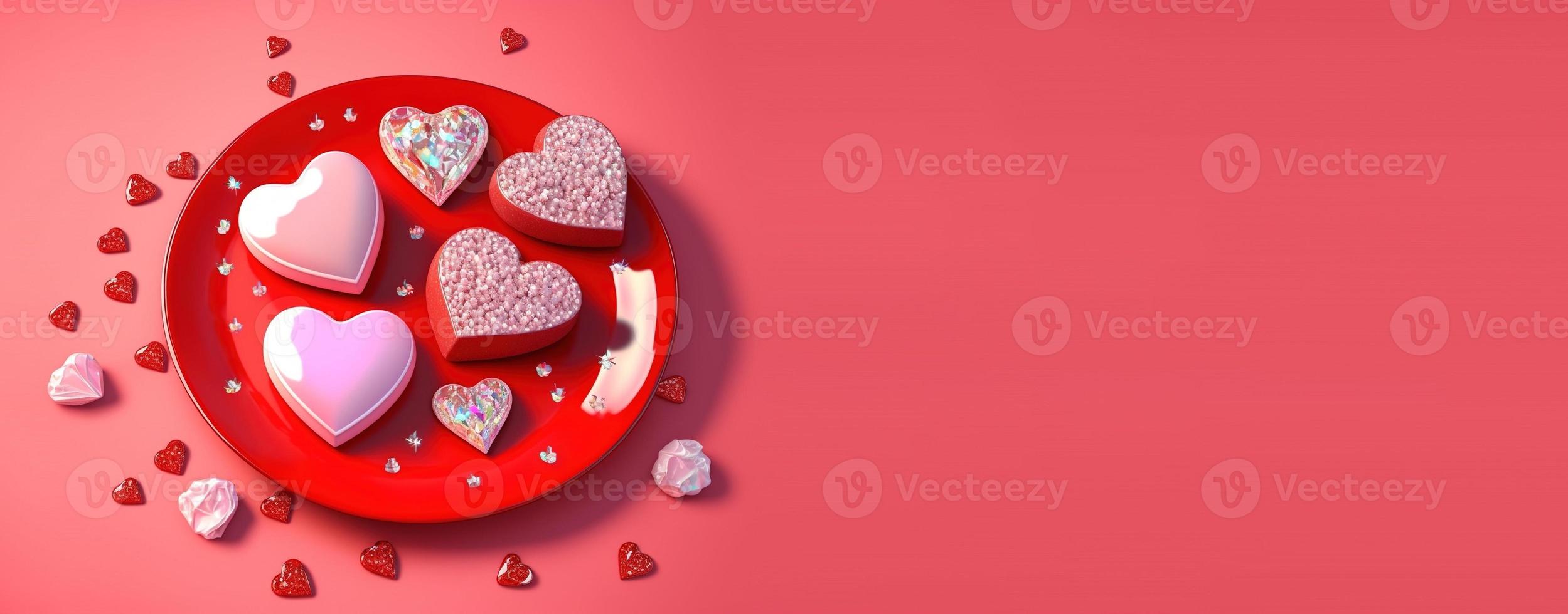 Shimmering 3D Heart Shape, Diamond, and Crystal Design for Valentine's Day Background and Banner photo