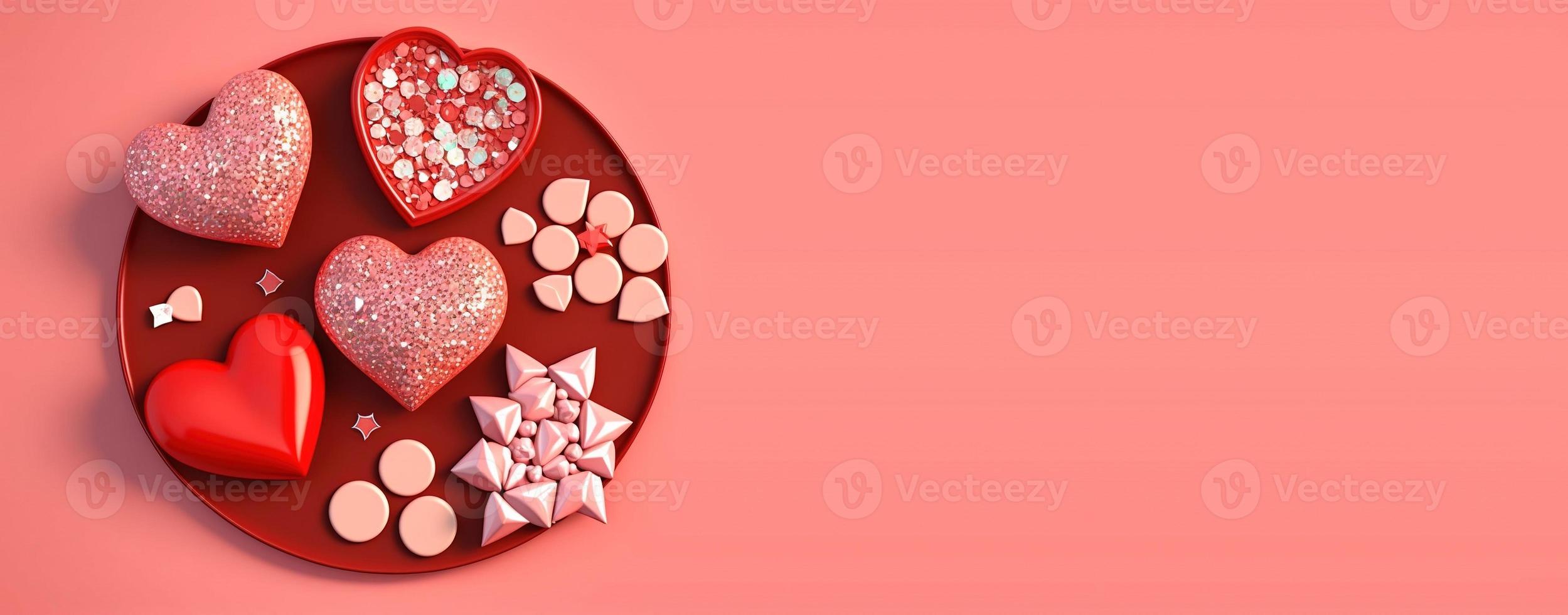 Elegant 3D Heart, Diamond, and Crystal Design for Valentine's Day Greetings photo