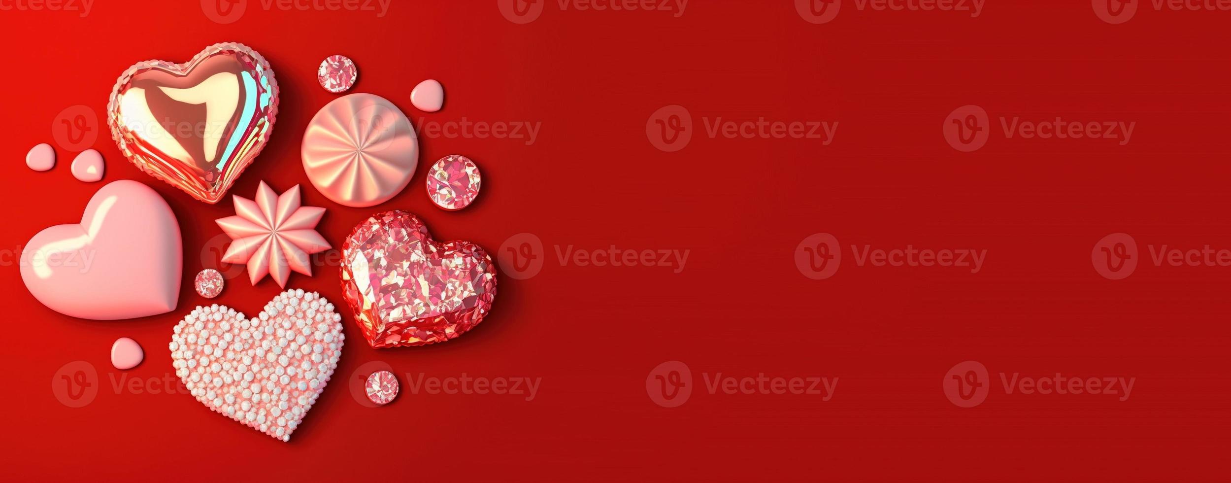 Elegant 3D Heart, Diamond, and Crystal Design for Valentine's Day Greetings photo