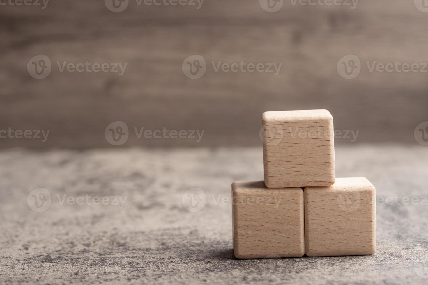 wooden blocks,on a brown background, Group of blank wooden blocks, cubes copy space for business text background such as idea, goal, plan concept photo