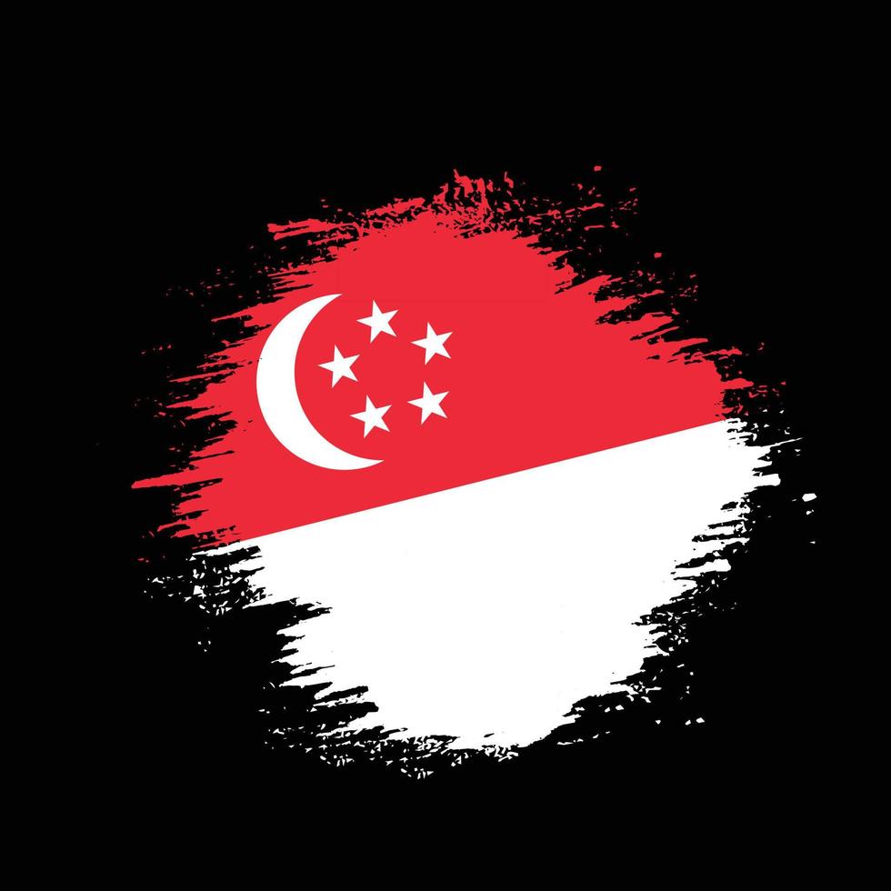 Flat Singapore grunge flag vector