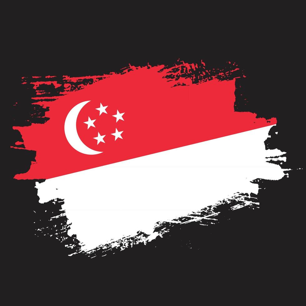 Colorful hand paint Singapore grungy flag vector