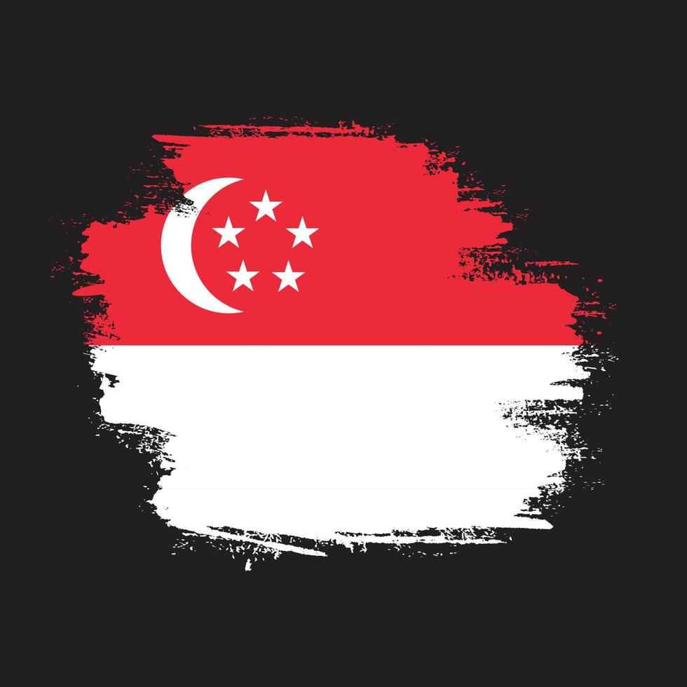 Flat grunge texture abstract Singapore flag vector