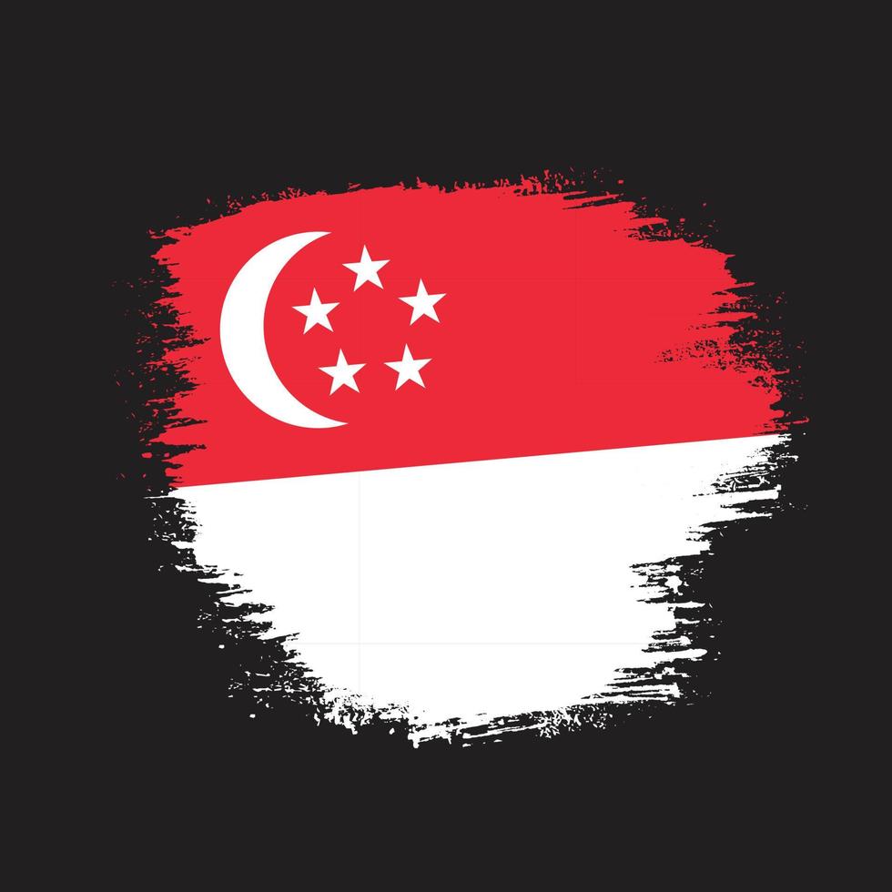 Flat grunge texture abstract Singapore flag vector