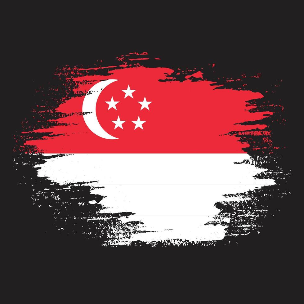 diseño de la bandera de singapur efecto grunge vector