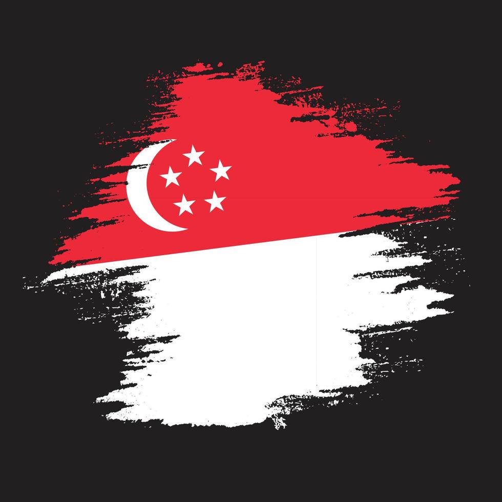 New Singapore hand paint grunge flag vector