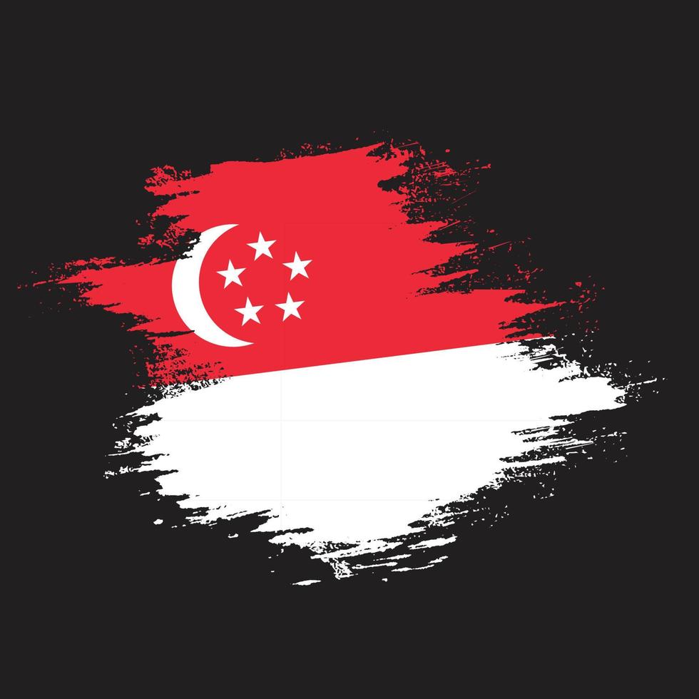 colorido, mano, pintura, singapur, grunge, bandera, vector