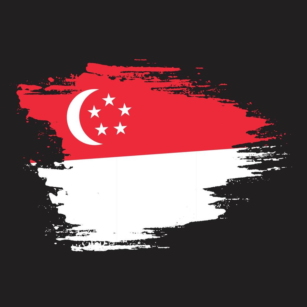 Colorful brush effect Singapore flag vector