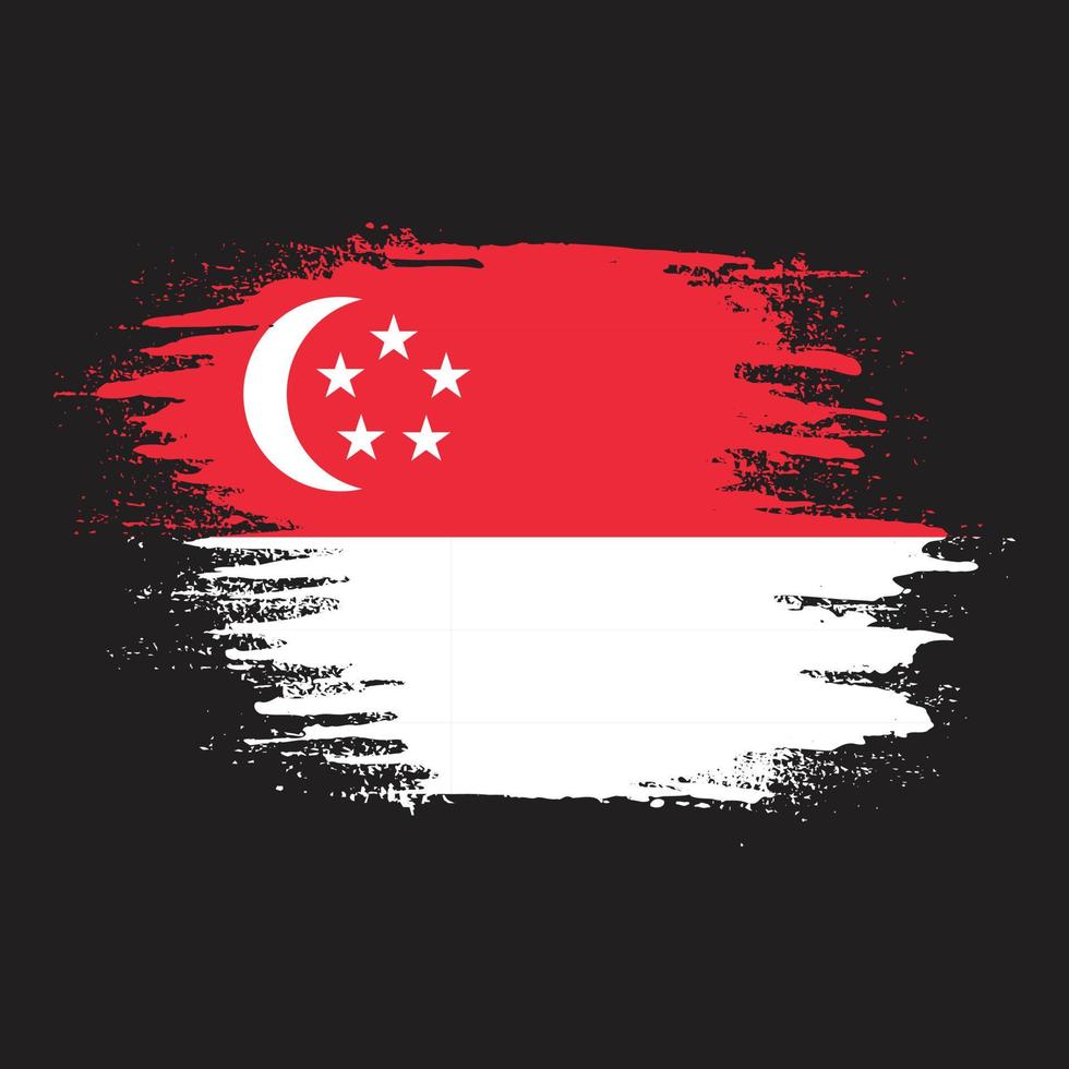 Grunge texture splash Singapore flag vector
