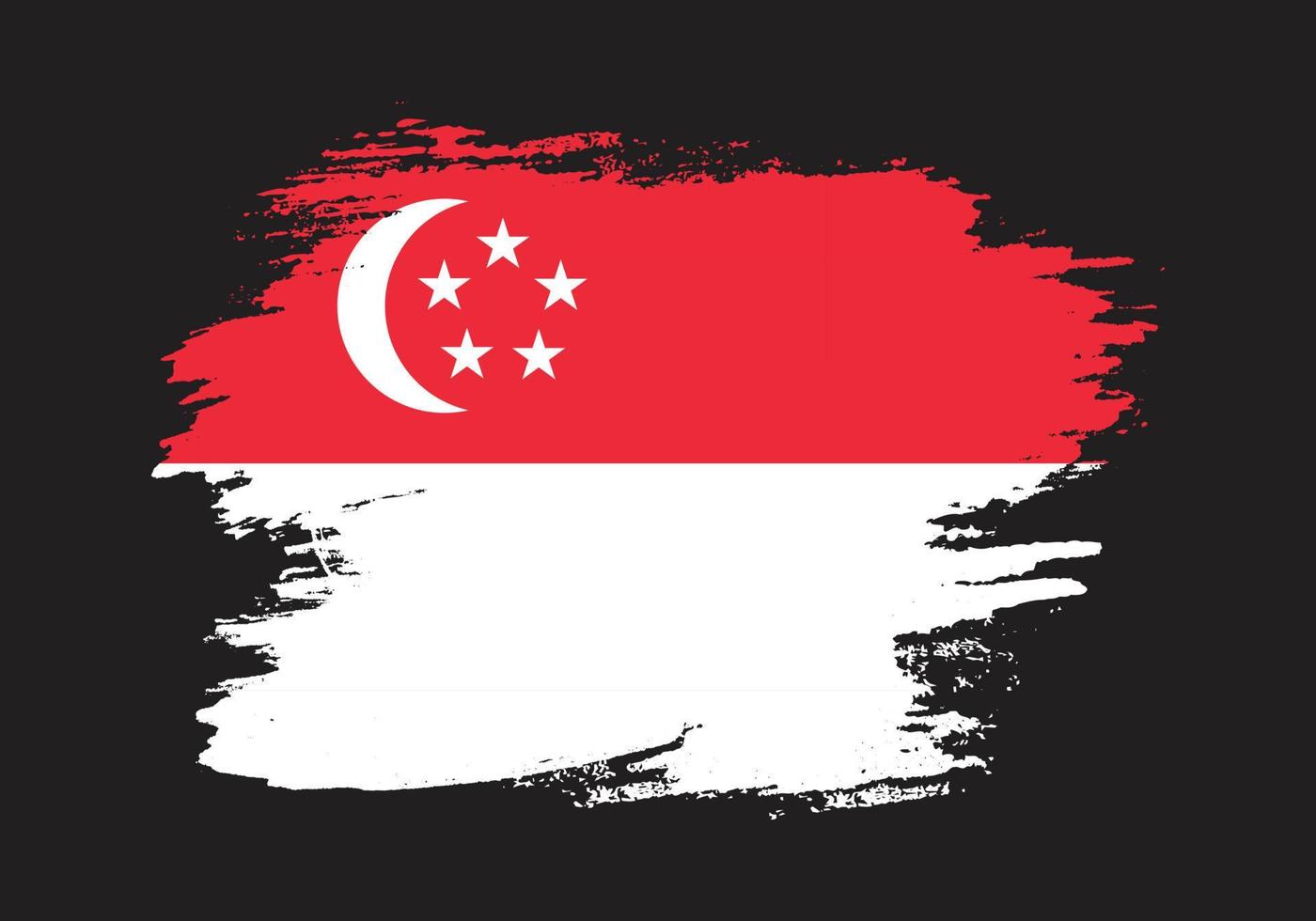 Grunge brush stroke Singapore flag vector