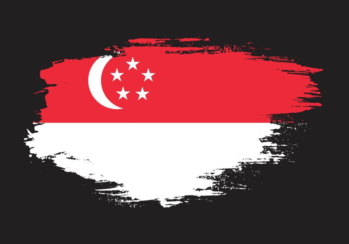 Hand drawing brush stroke Singapore flag vector