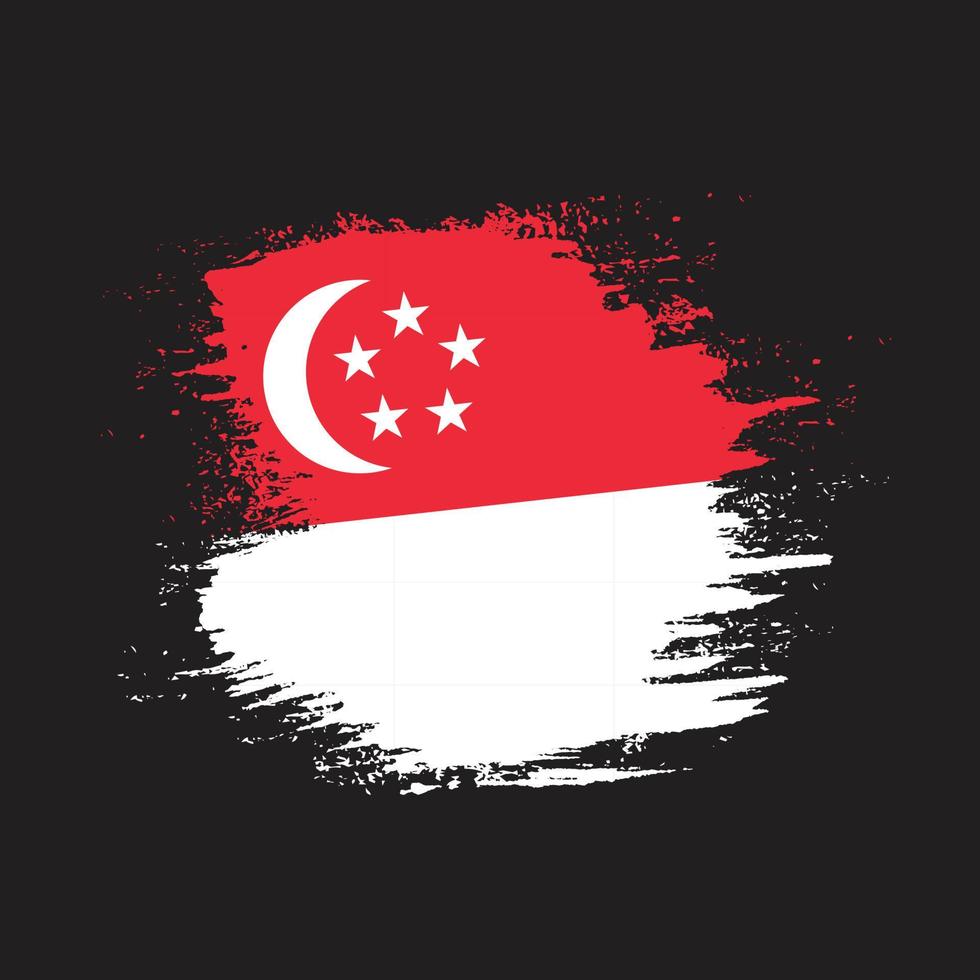 Paint ink brush stroke Singapore flag vector