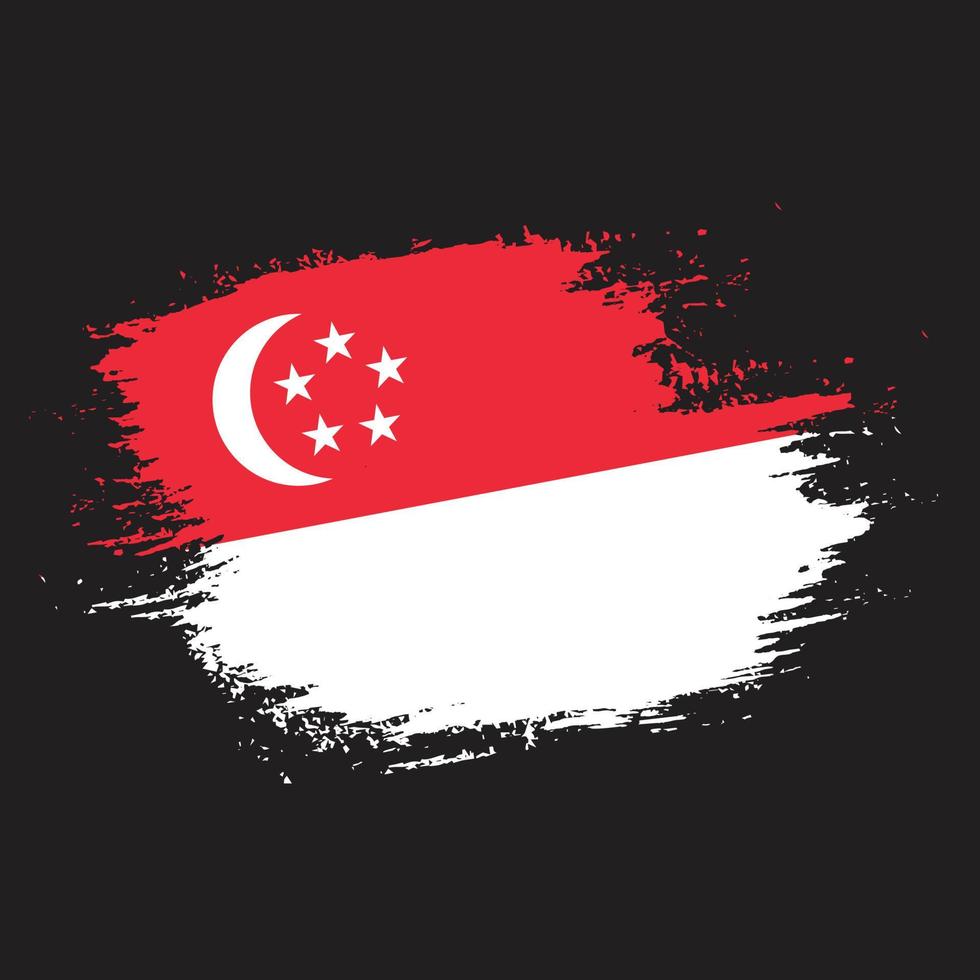 Brush stroke hand drawn vector Singapore flag
