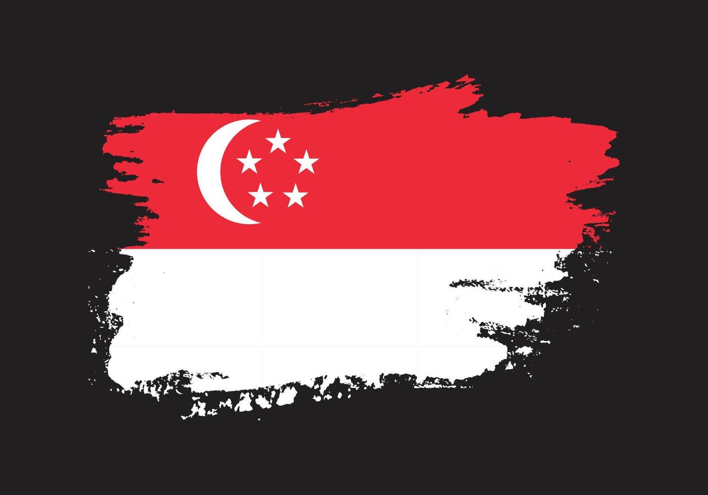 vector de bandera de plantilla de trazo de pincel de pintura de singapur