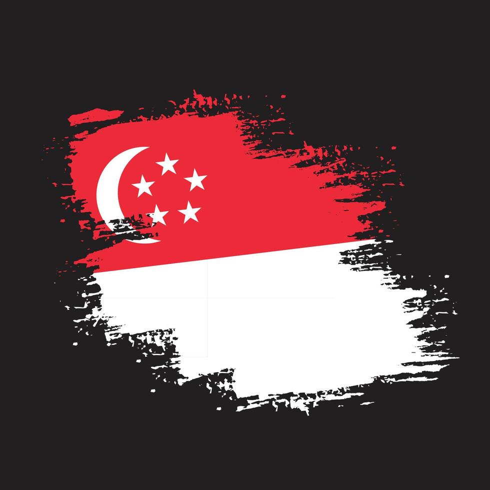 Grunge paint brush stroke Singapore flag vector