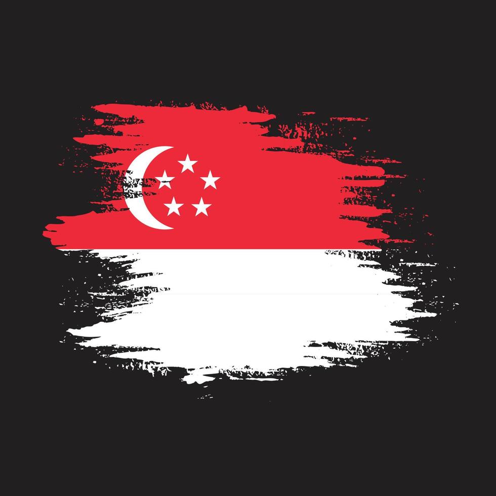 Abstract brush stroke Singapore flag vector image