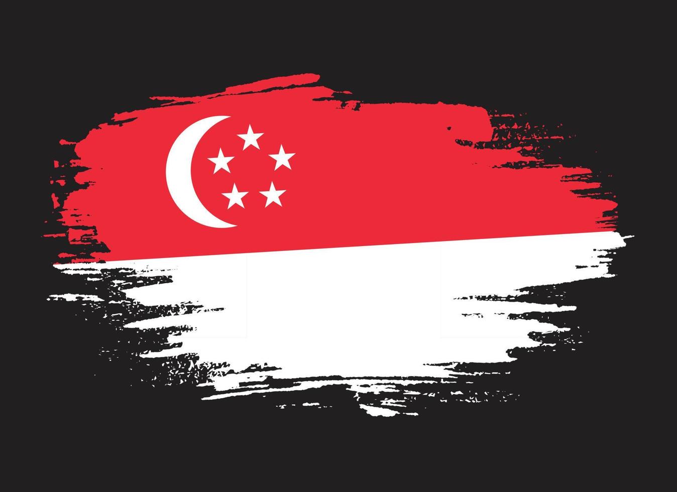 Paint brush stroke Singapore flag vector